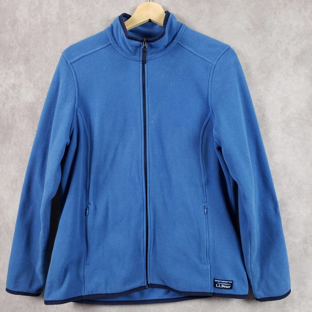 LL Bean Women’s Plush Fleece Blue Full Zip Jacket Size Large